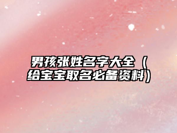 男孩张姓名字大全（给宝宝取名必备资料）