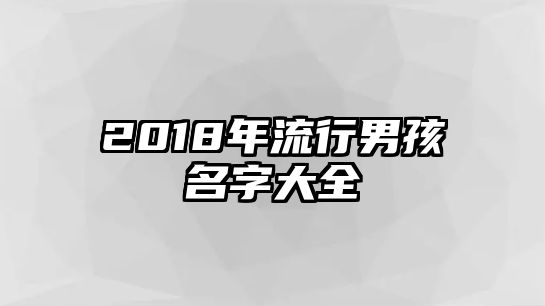 2018年流行男孩名字大全