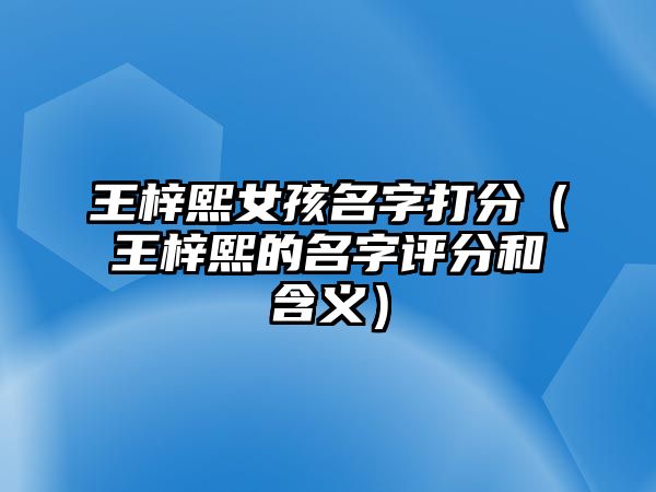 王梓熙女孩名字打分（王梓熙的名字评分和含义）