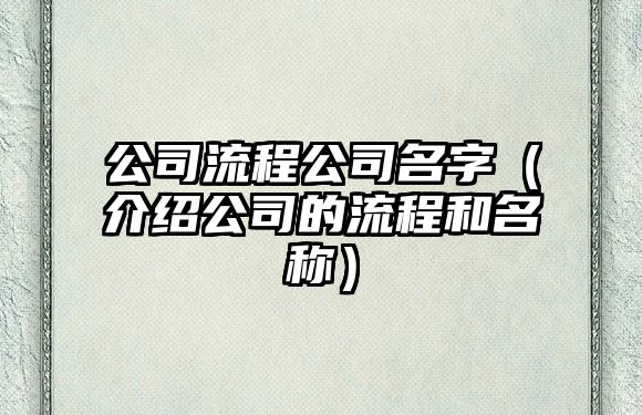 公司流程公司名字（介绍公司的流程和名称）