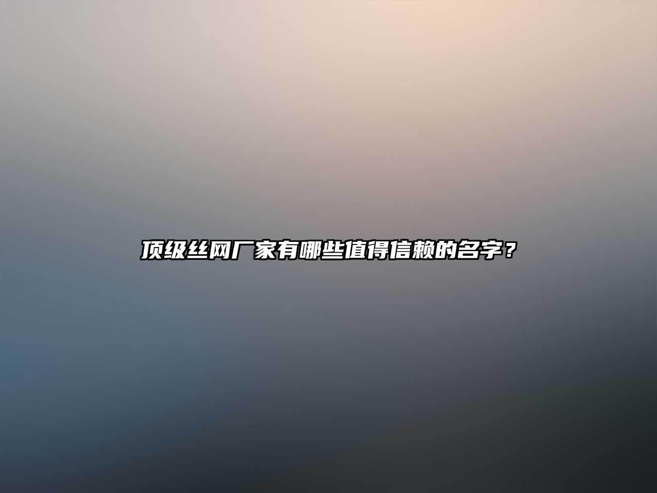 顶级丝网厂家有哪些值得信赖的名字？