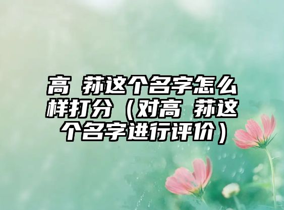 高彧荪这个名字怎么样打分（对高彧荪这个名字进行评价）