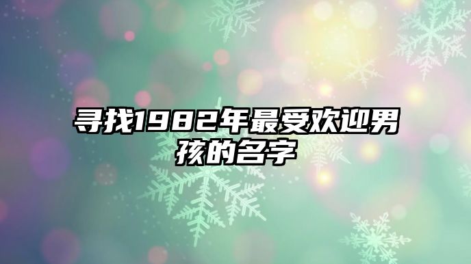 寻找1982年最受欢迎男孩的名字