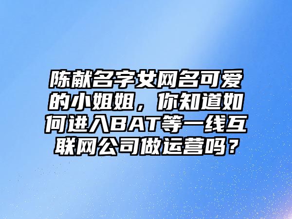 陈献名字女网名可爱的小姐姐，你知道如何进入BAT等一线互联网公司做运营吗？