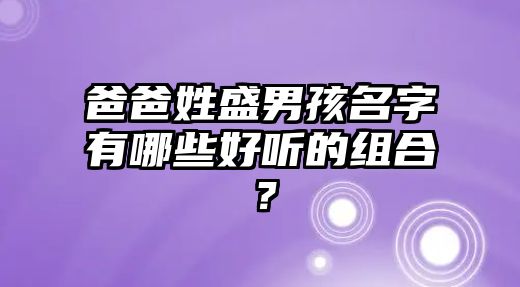 爸爸姓盛男孩名字有哪些好听的组合？