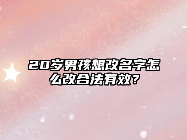 20岁男孩想改名字怎么改合法有效？