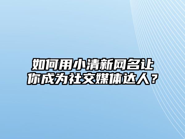 如何用小清新网名让你成为社交媒体达人？