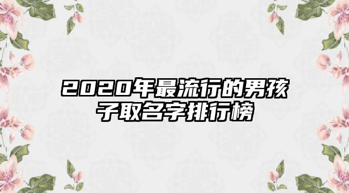 2020年最流行的男孩子取名字排行榜