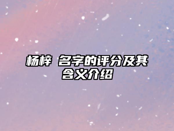 杨梓燚名字的评分及其含义介绍