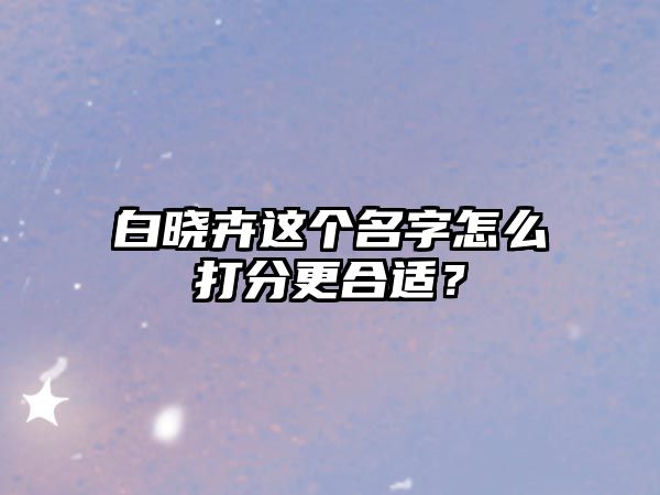 白晓卉这个名字怎么打分更合适？