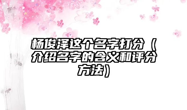 杨俊泽这个名字打分（介绍名字的含义和评分方法）