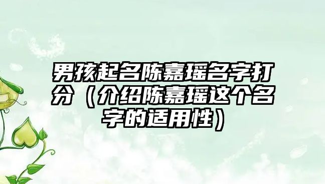 男孩起名陈嘉瑶名字打分（介绍陈嘉瑶这个名字的适用性）