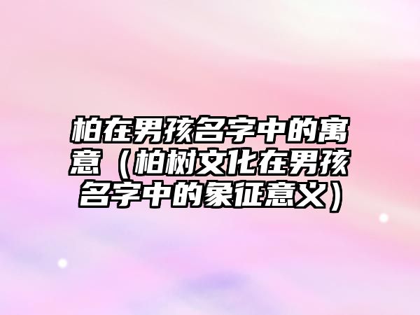 柏在男孩名字中的寓意（柏树文化在男孩名字中的象征意义）