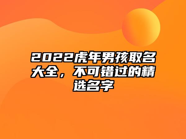 2022虎年男孩取名大全，不可错过的精选名字