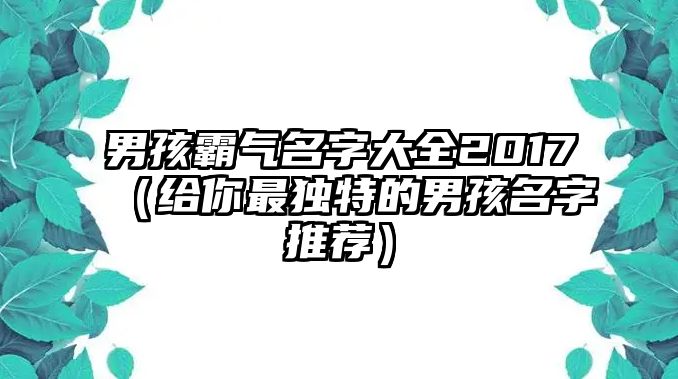 男孩霸气名字大全2017（给你最独特的男孩名字推荐）