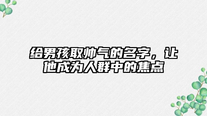 给男孩取帅气的名字，让他成为人群中的焦点