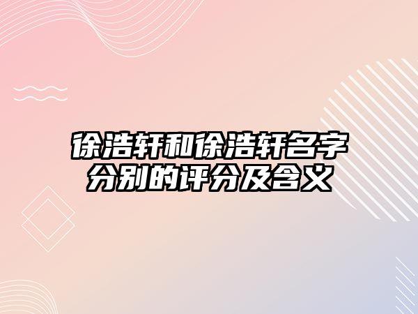 徐浩轩和徐浩轩名字分别的评分及含义