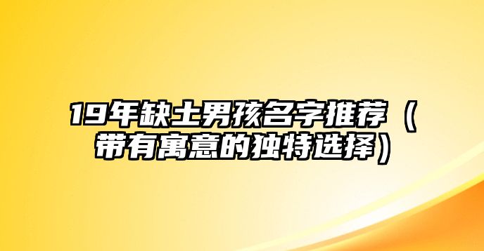 19年缺土男孩名字推荐（带有寓意的独特选择）