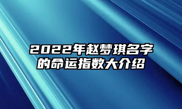 2022年赵梦琪名字的命运指数大介绍