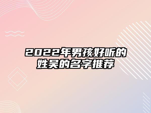 2022年男孩好听的姓吴的名字推荐