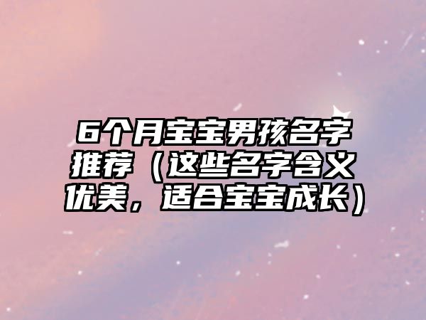 6个月宝宝男孩名字推荐（这些名字含义优美，适合宝宝成长）