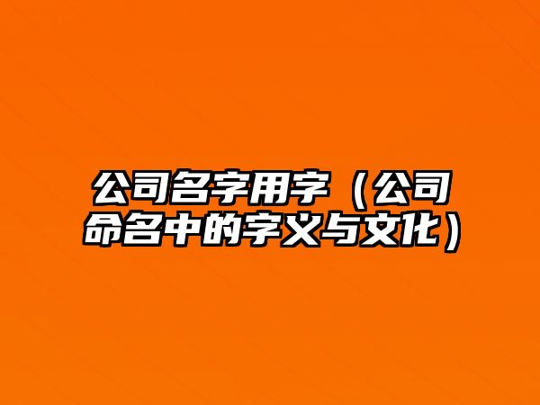 公司名字用字（公司命名中的字义与文化）