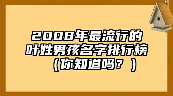 2008年最流行的叶姓男孩名字排行榜（你知道吗？）