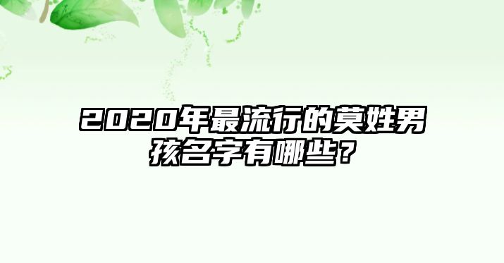 2020年最流行的莫姓男孩名字有哪些？