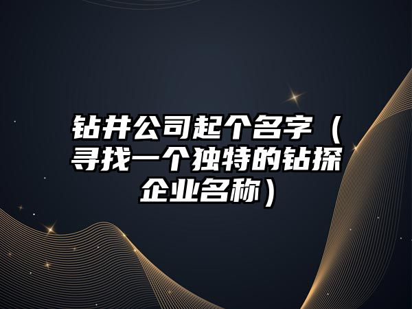 钻井公司起个名字（寻找一个独特的钻探企业名称）