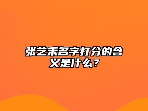 张艺禾名字打分的含义是什么？