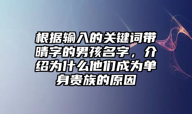 根据输入的关键词带晴字的男孩名字，介绍为什么他们成为单身贵族的原因