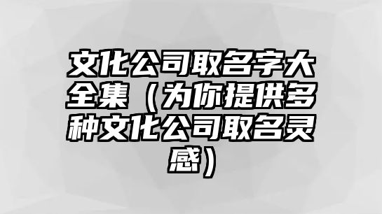 文化公司取名字大全集（为你提供多种文化公司取名灵感）