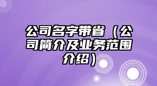 公司名字带省（公司简介及业务范围介绍）