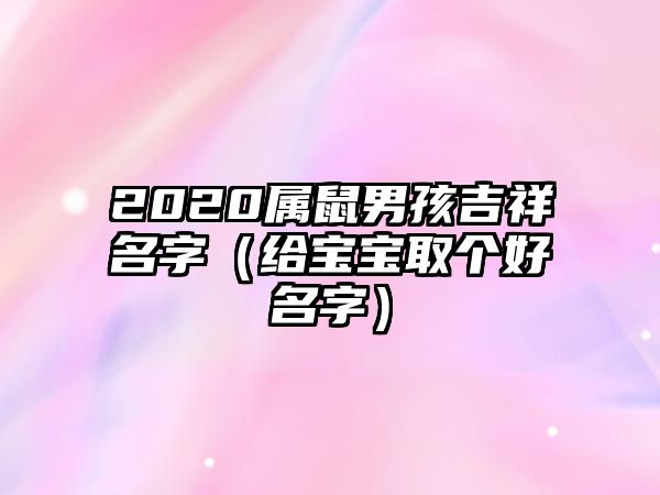 2020属鼠男孩吉祥名字（给宝宝取个好名字）