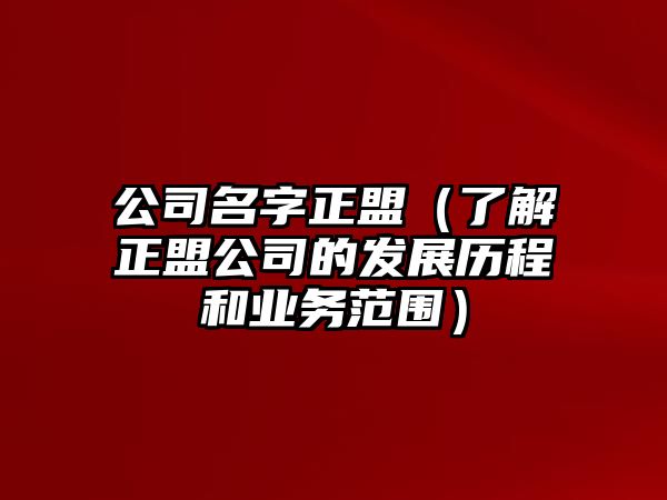 公司名字正盟（了解正盟公司的发展历程和业务范围）