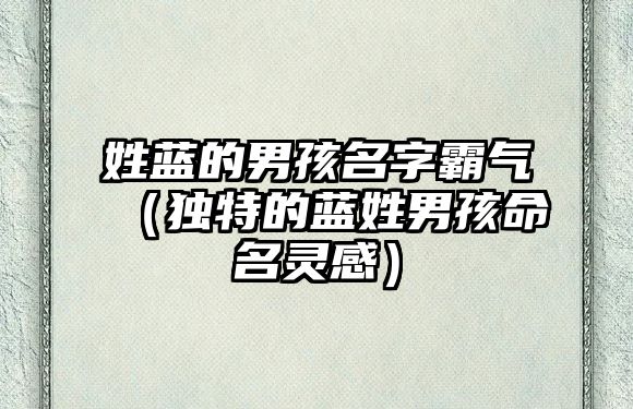 姓蓝的男孩名字霸气（独特的蓝姓男孩命名灵感）