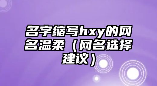 名字缩写hxy的网名温柔（网名选择建议）