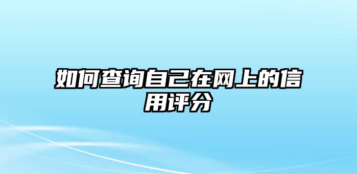 如何查询自己在网上的信用评分