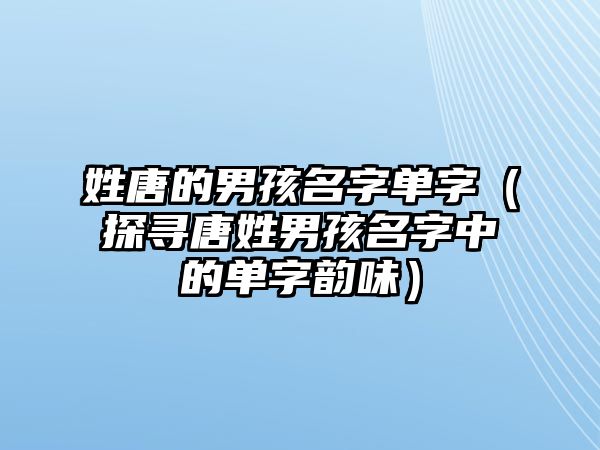 姓唐的男孩名字单字（探寻唐姓男孩名字中的单字韵味）