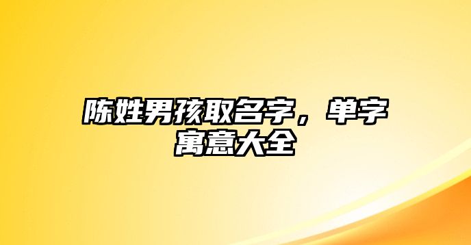 陈姓男孩取名字，单字寓意大全