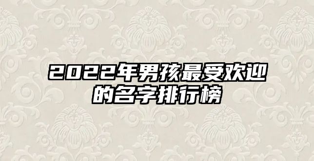 2022年男孩最受欢迎的名字排行榜