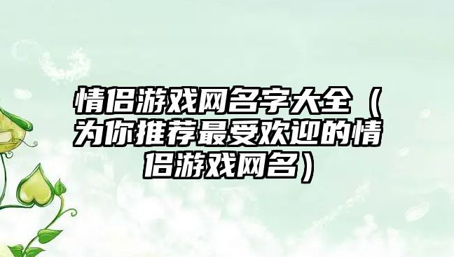 情侣游戏网名字大全（为你推荐最受欢迎的情侣游戏网名）