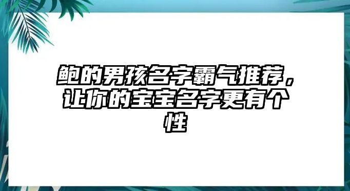 鲍的男孩名字霸气推荐，让你的宝宝名字更有个性