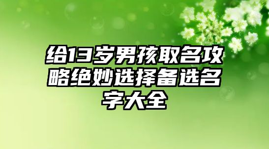 给13岁男孩取名攻略绝妙选择备选名字大全