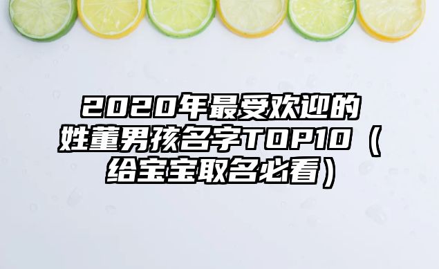 2020年最受欢迎的姓董男孩名字TOP10（给宝宝取名必看）