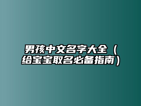 男孩中文名字大全（给宝宝取名必备指南）