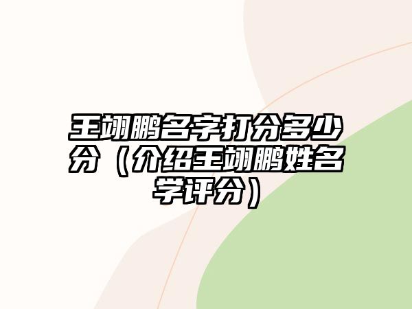 王翊鹏名字打分多少分（介绍王翊鹏姓名学评分）