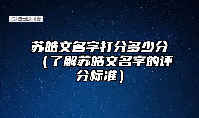 苏皓文名字打分多少分（了解苏皓文名字的评分标准）