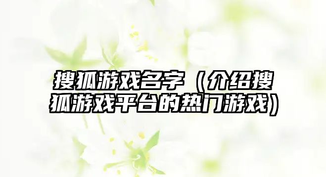 搜狐游戏名字（介绍搜狐游戏平台的热门游戏）