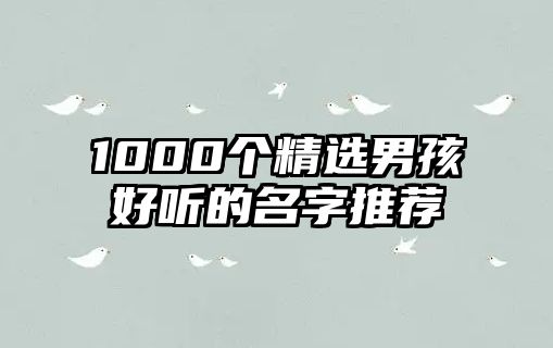 1000个精选男孩好听的名字推荐